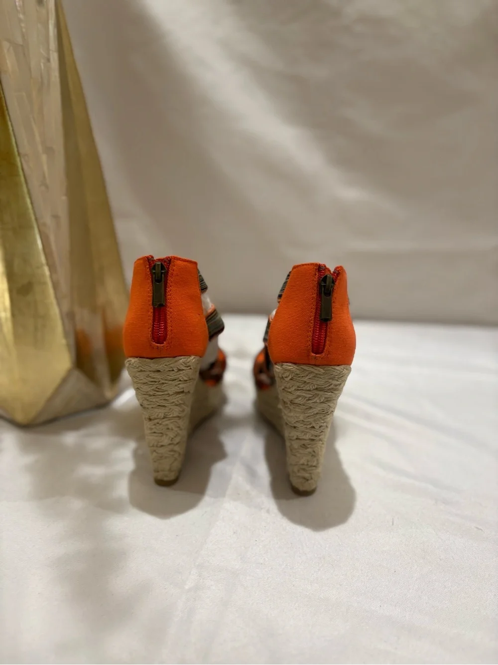 Chinese Laundry Orange and Olive Woven Espadrille Platform Sandals